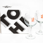 TOHI Cloudberry Mist carton case and 2 glasses
